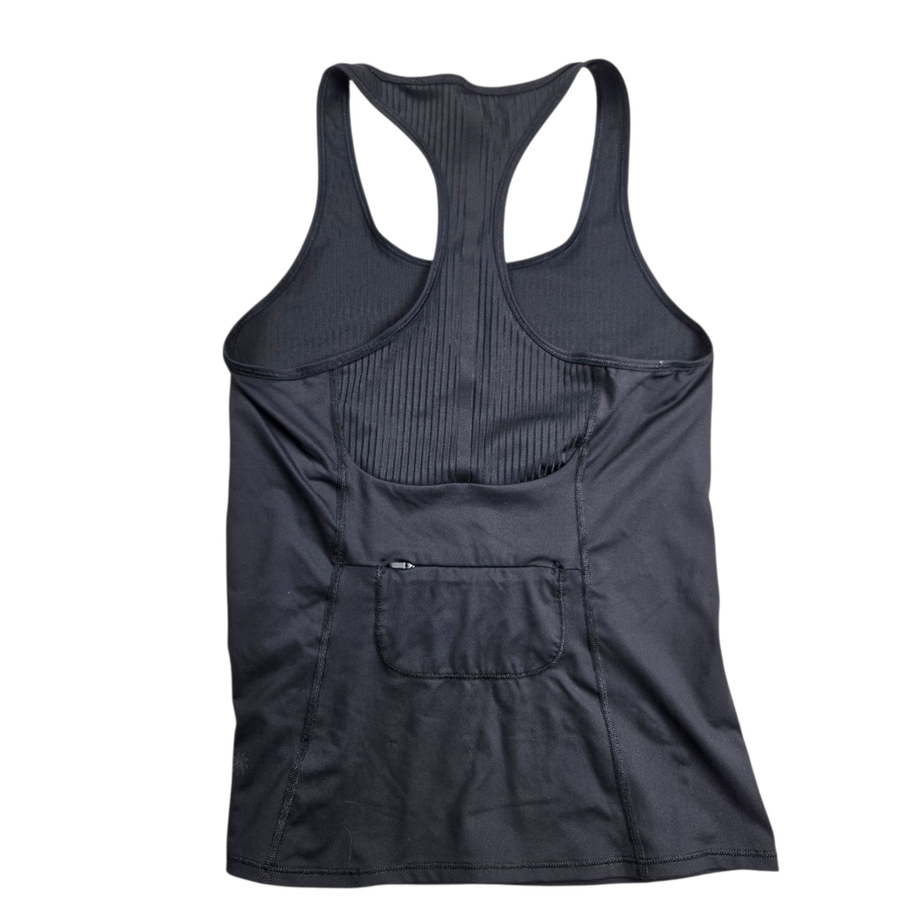 Athleta Vitality Rib Tank Black Semi-Fitted Quick-Drying Back Zip Pocket - Picture 4 of 13